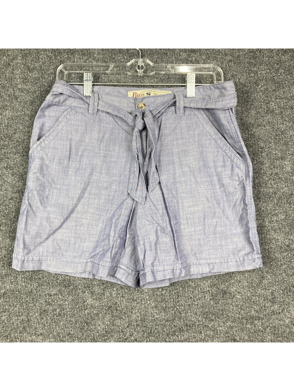 GH Bass Womens Size 6 Mid Rise 100% Cotton 6” Inseam Blue Belted Chino Shorts